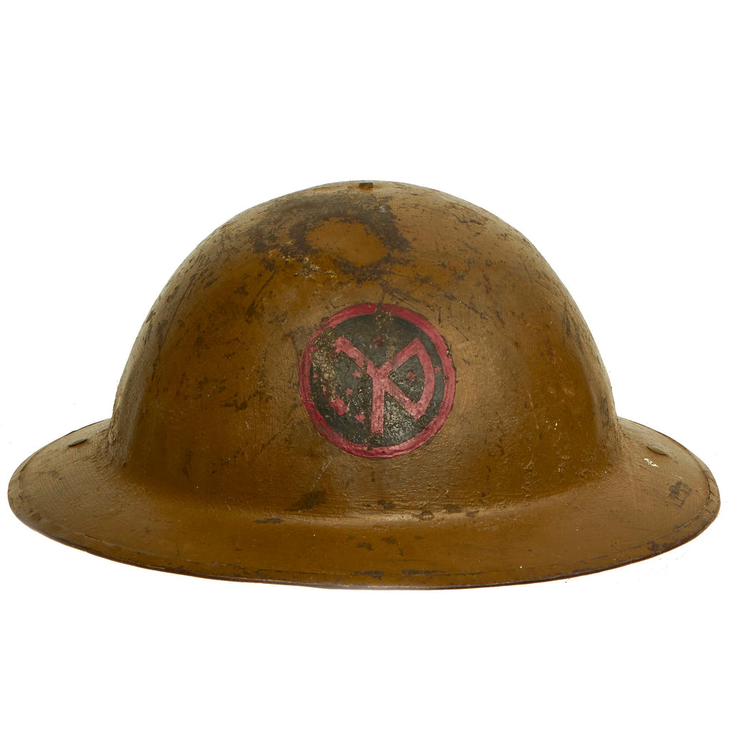 Original U.S. WWI Named 27th Infantry Division, Mobile Veterinary Section No 105  Painted British Made M1917 Doughboy Helmet - Horseshoer John F. Smith, With Information Original Items