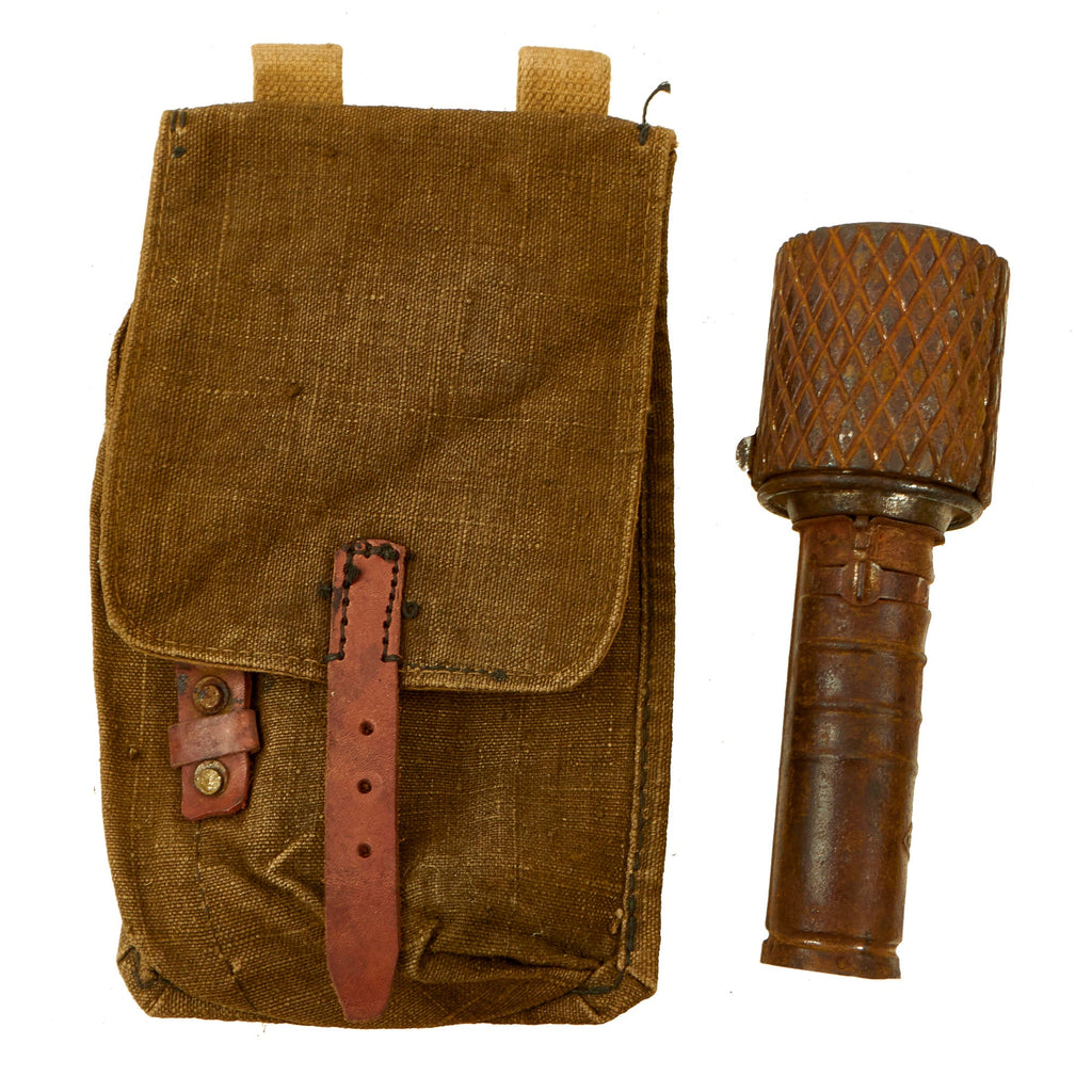 Original WWII Soviet RGD-33 Inert Stick Grenade with Fragmentation Sleeve and Grenade Pouch Original Items