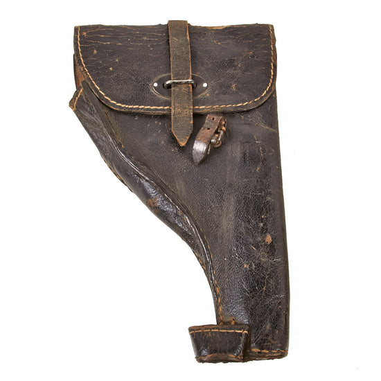 Original German WWII Stiff Black Preßstoff & Leather Flare Signal Pistol Holster with Waffenamt Stamp Original Items