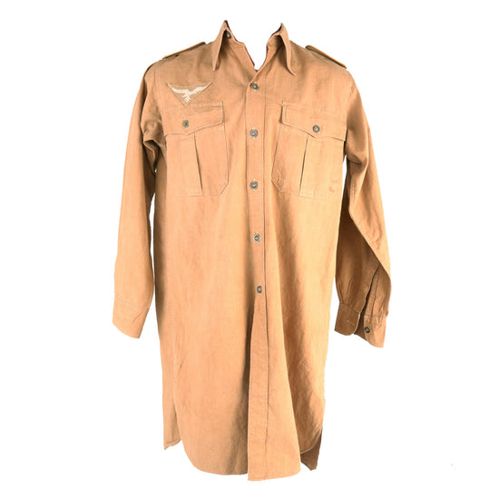 Original German WWII Afrika Korps Luftwaffe Flight NCO Tan Tropical Uniform Flight Jacket Shirt - dated 1938 Original Items