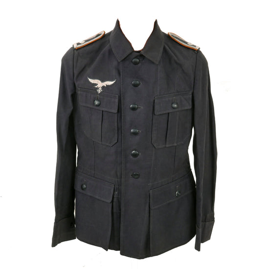 Original Excellent German WWII Luftwaffe Flight Branch Feldwebel NCO HBT Blue Denim Field Service Tunic Original Items