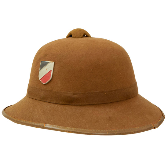 Original German WWII 1941 Dated 2nd Model Afrikakorps DAK Sun Helmet by J. H. Soffel with Badges - Size 59cm Original Items