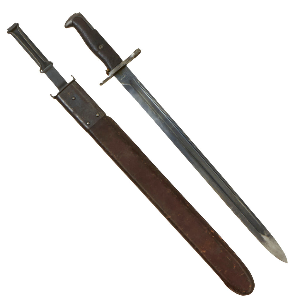 Original U.S. WWI M1905 Springfield 16 inch Rifle Bayonet by R.I.A. with Rare 1st Pattern M1906 Scabbard by R.I.A. - Dated 1910 Original Items