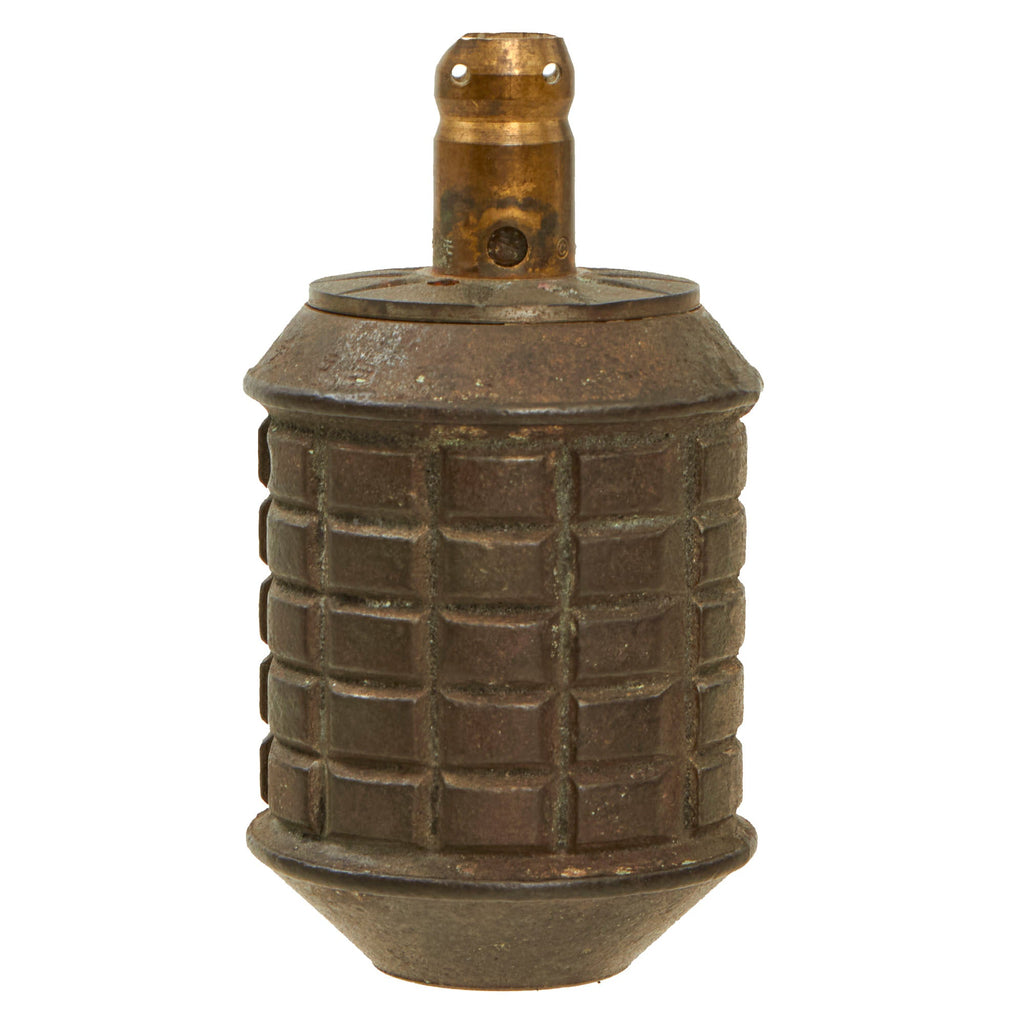 Original Japanese WWII Type 97 Inert Fragmentation Hand Grenade with Fuse Housing - Dated 1942 Original Items