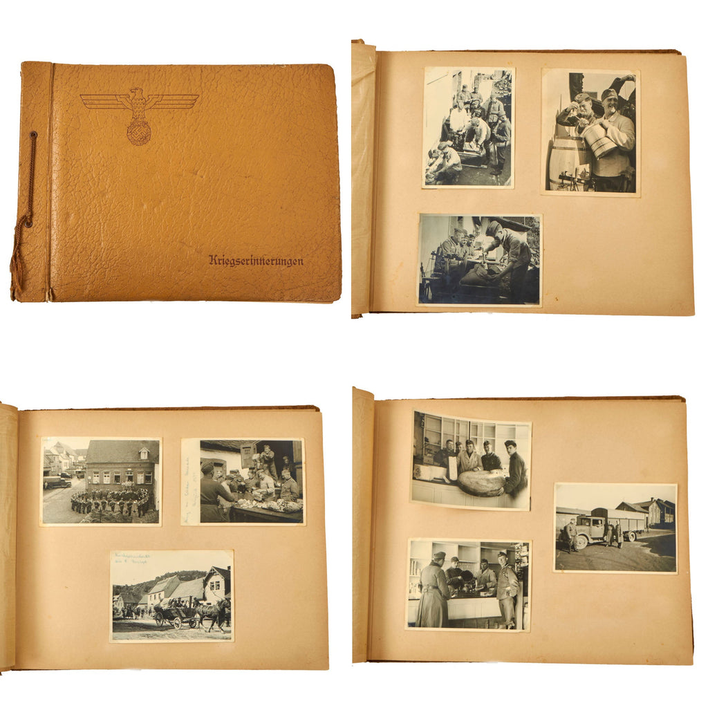 Original German WWII Heer Army "War Memories" Personal Photo Album with Many Food Preparation Photos - 76 Photos Original Items