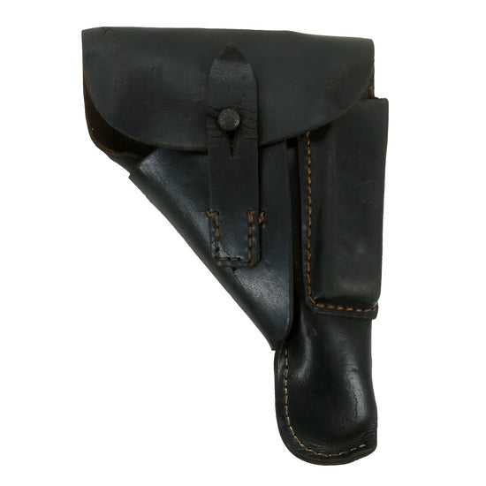 Original German WWII Black Leather High-Front Holster for Walther PP by C. Pose, Berlin - Dated 1944 Original Items