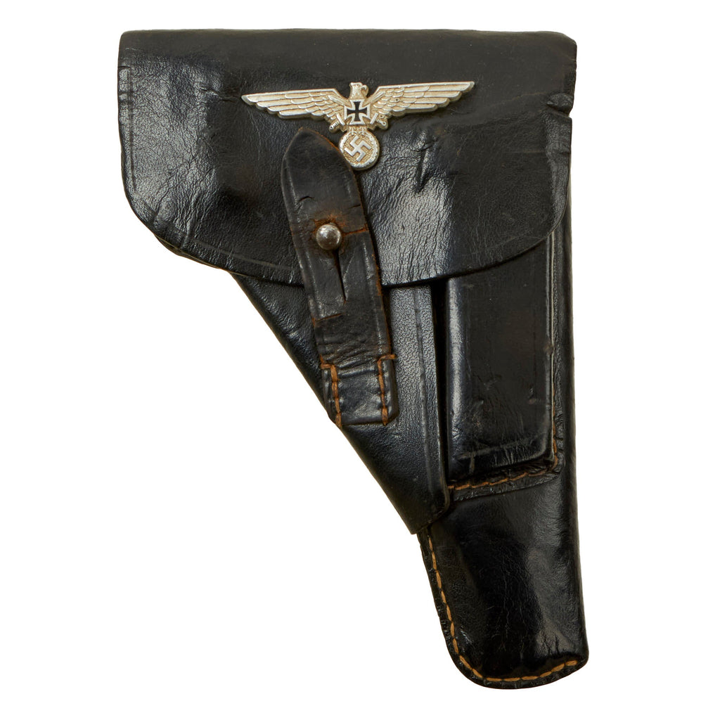 Original German WWII Walther PP / PPK Pistol Late War Preßstoff Ersatz Holster with Soldatenbund Cap Eagle - U.S. G.I. Modified Original Items