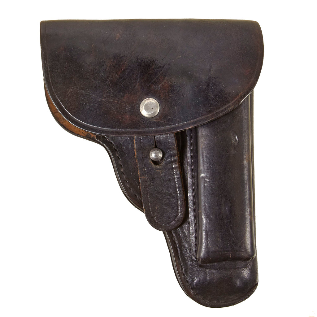 Original German WWII Czech CZ-27 Black Leather Holster with Waffenamt WaA76 Marking Original Items
