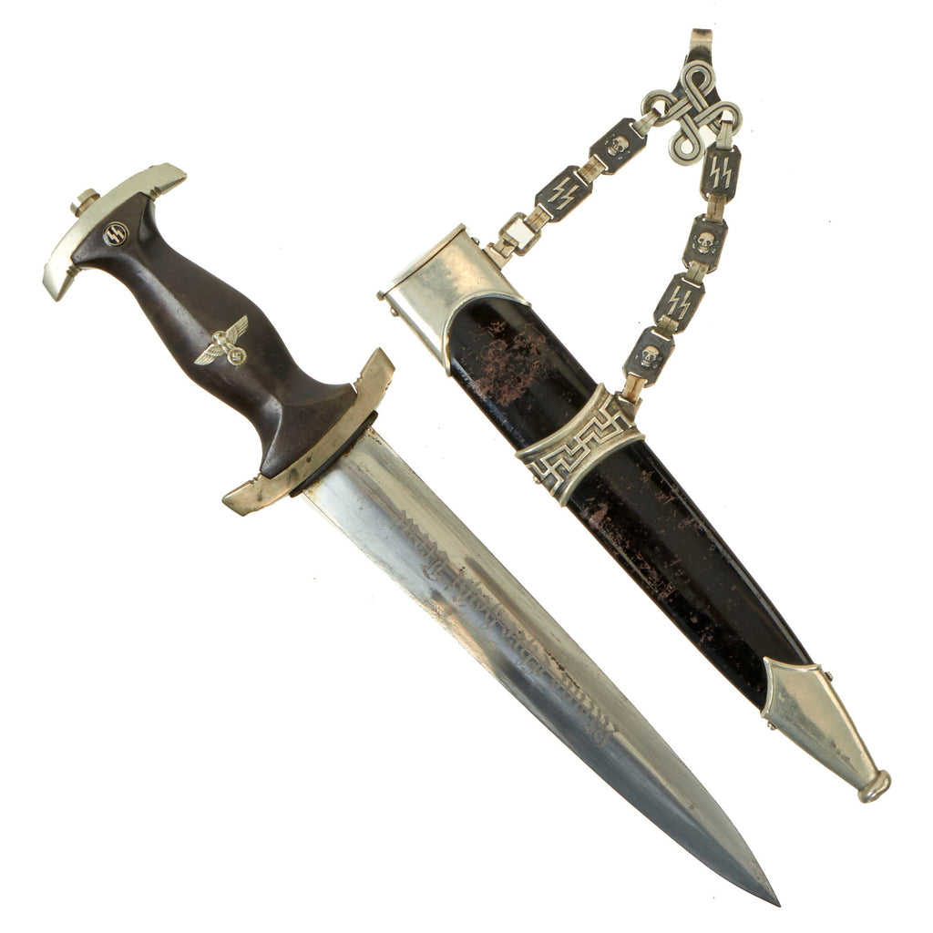 Original Rare German WWII Model 1936 Officer's Chained SS Dagger with Type II Chain & Scabbard Original Items