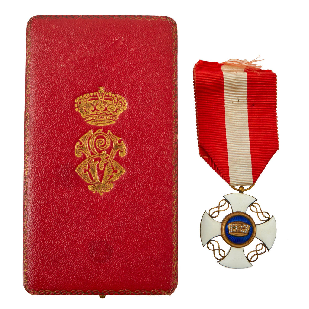 Original Italian WWII Era Order of the Crown of Italy (Knight Grade) Merit Medal With Correct Presentation Award Box - Ordine della Corona d'Italia or OCI Original Items