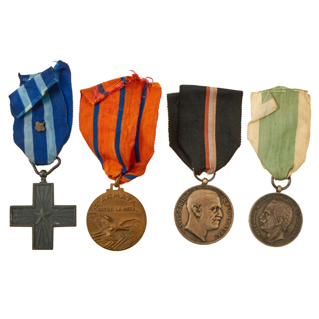 Original Italian WWI & WWII Era Medal Grouping with the Messina Earthquake Medal & War Merit Cross - (4) Items Original Items