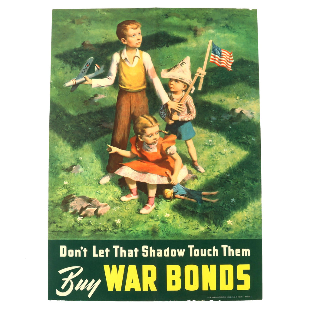 Original U.S. WWII 1942 “Don’t Let That Shadow Touch Them BUY WAR BONDS” Poster - 14 ¼" x 20" Original Items