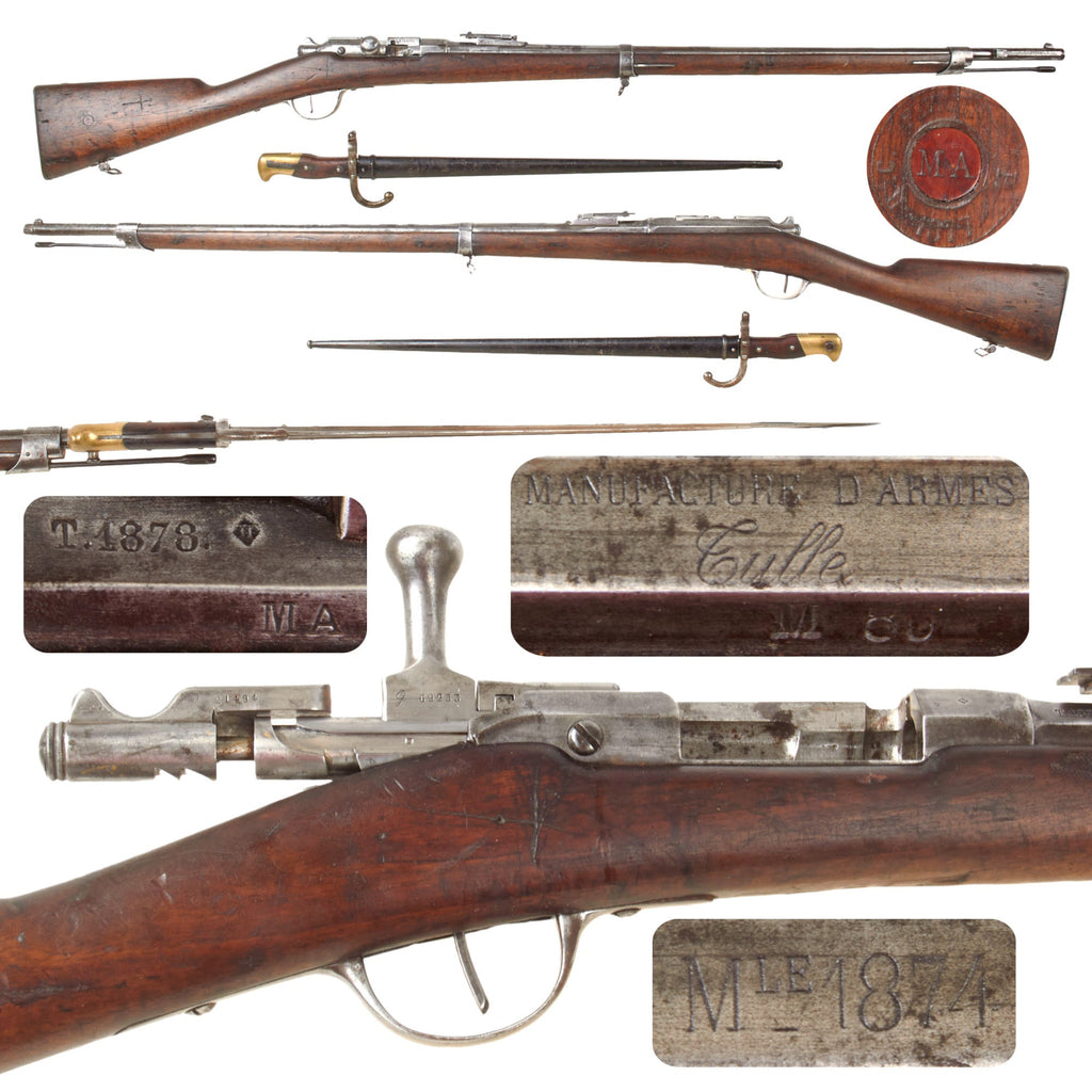 Original French Fusil Gras Modèle 1874 M80 Infantry Rifle by Tulle Arsenal Serial I 87645 with Bayonet & Scabbard - Dated 1878 Original Items