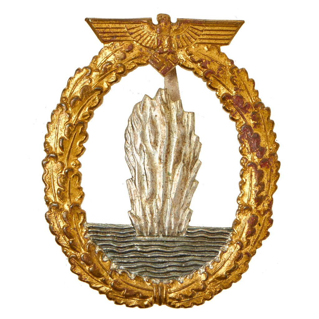 Original German WWII Kriegsmarine Minesweeper War Badge by Rudolf Karneth - Early Bronze Construction Original Items