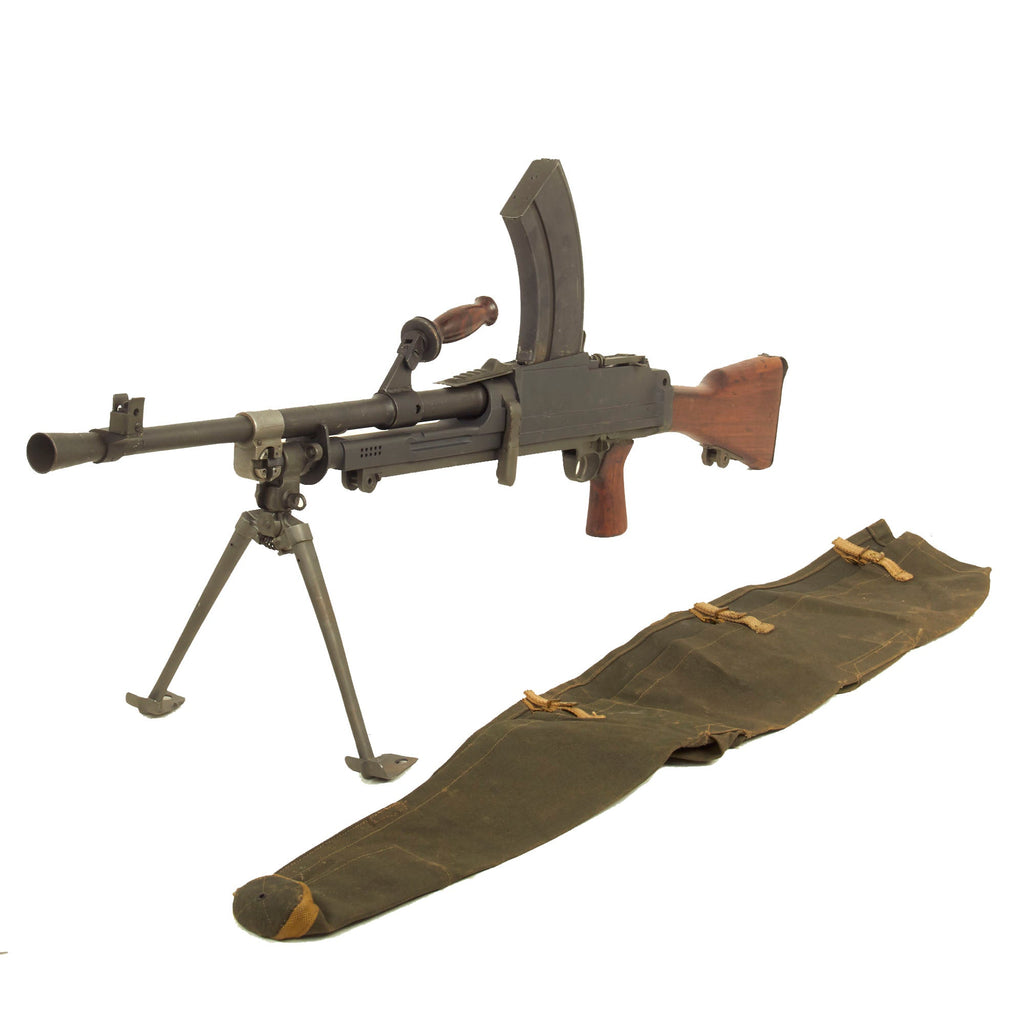 Original British WWII 1942 Dated Bren MkII Display LMG by Daimler Monotype with Live Barrel, Magazine & Post War Cover Original Items