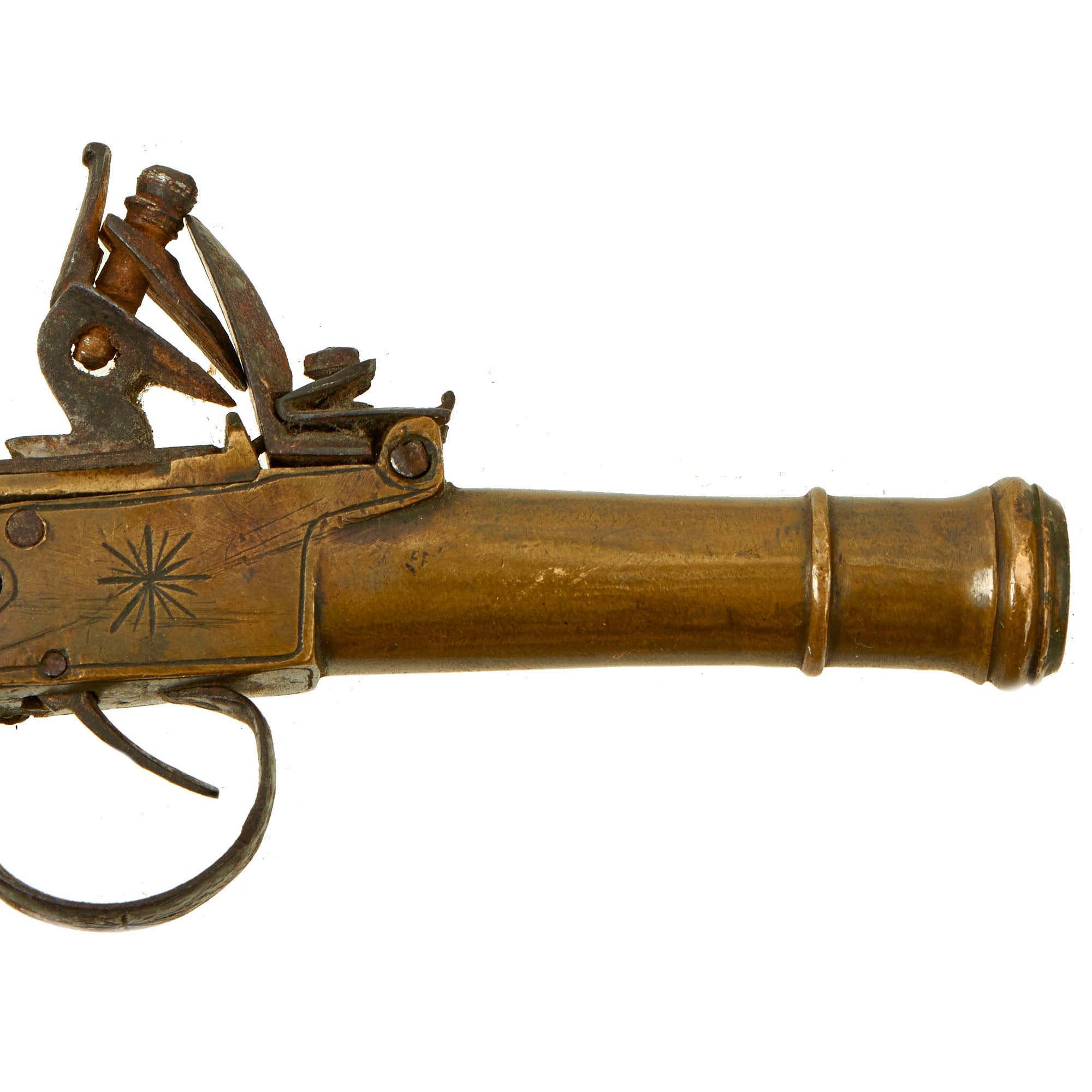 Original Early 19th Century Belgian Brass Flintlock Pocket Pistol with ...