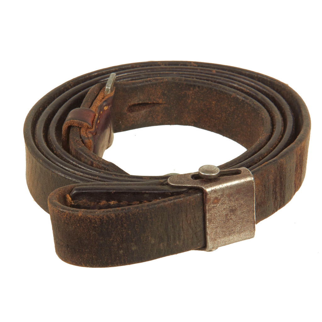 Original German WWII K98k Leather Sling with Buckle & Frog - Kar98k Original Items