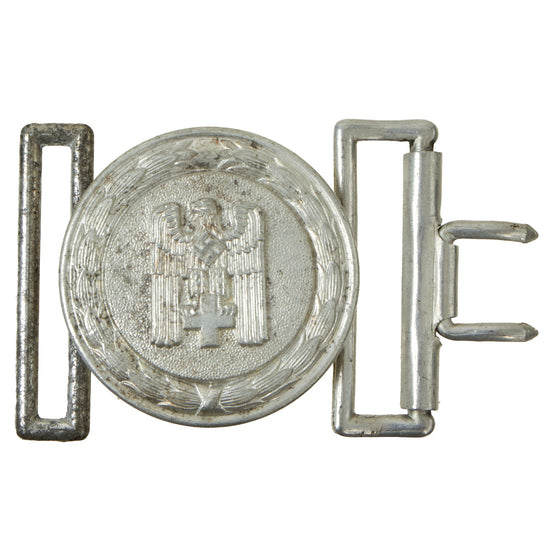 Original German WWII Red Cross DRK Aluminum Officer's Brocade Belt Buckle with Adjustment Clip Original Items