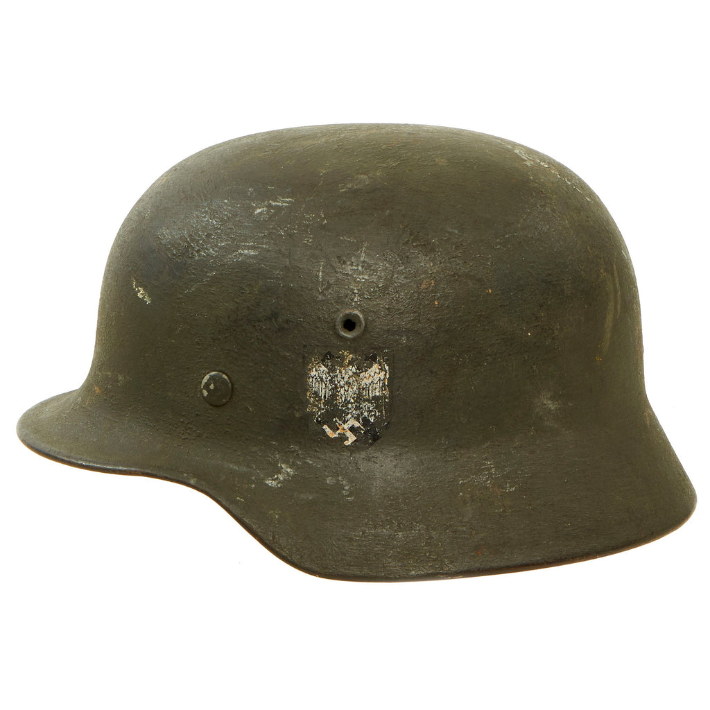 Original German WWII Named Army Heer M40 Double Decal Helmet with 1940 Dated 59cm Liner - EF66 Original Items