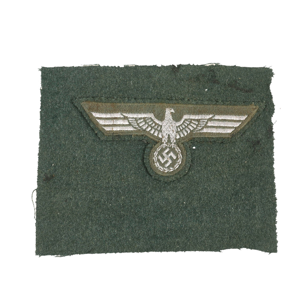 Original German WWII Heer Army NCO & Officer Machine Embroidered Breast Eagle - Uniform Cut Off Original Items