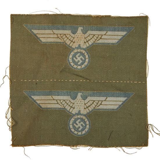 Original German WWII Set of Two Late War Heer Army Printed Breast Eagles - Unissued Original Items