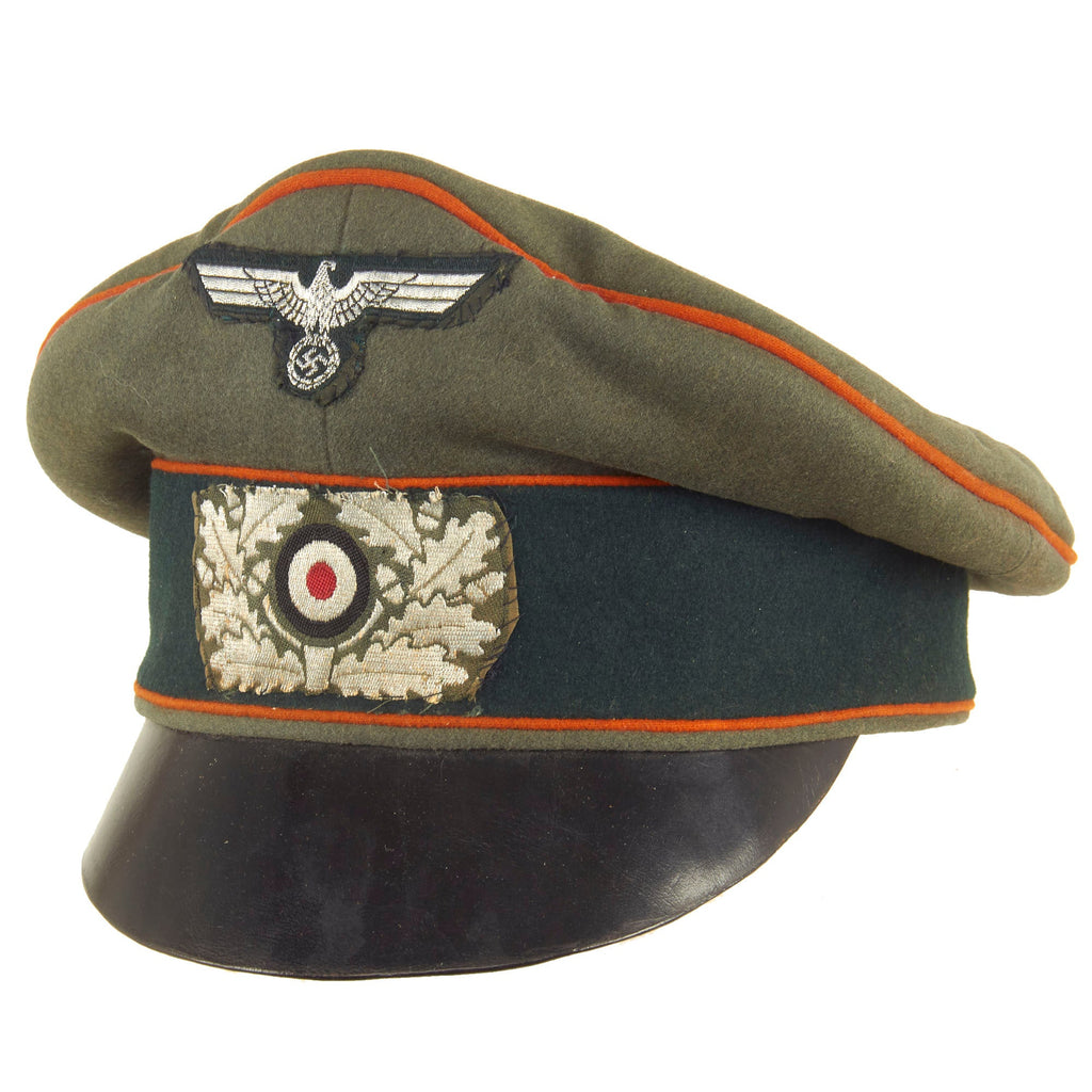 Original German WWII Heer Feldgendarmerie EM/NCO Schirmmütze Visor Crush Cap by Peküro with Leather Brim Original Items
