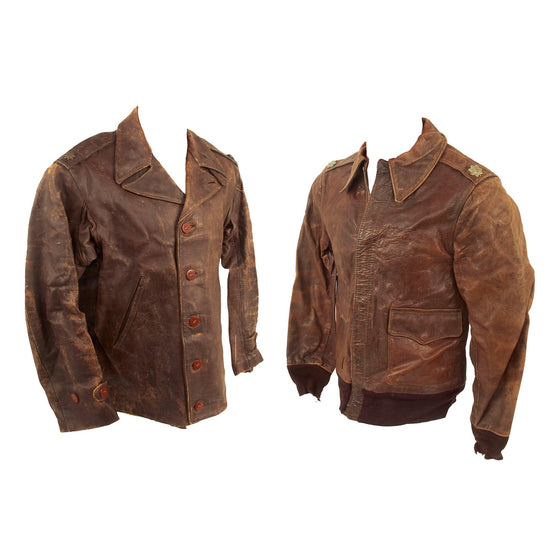 Original U.S. WWII A-2 Leather Flight Jacket With New Zealand Made Leather Jacket for Lieutenant Colonel C.E. Hinckley - (2) Jackets Original Items