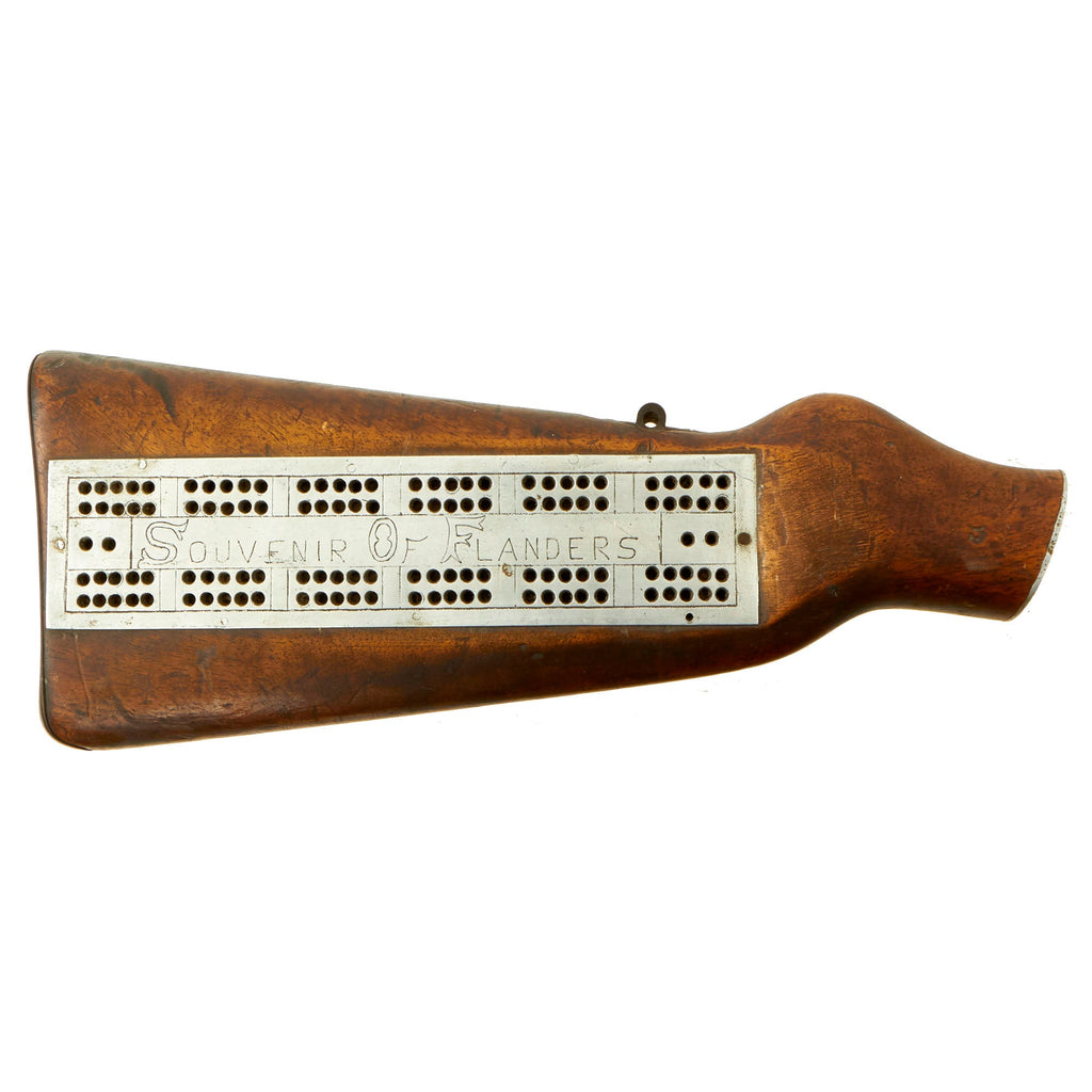Original British WWI Trench Art Cribbage Board Constructed From German Gewehr 98 Buttstock Taken From Battle of Pilkem Ridge Location in 1917 - Third Battle of Ypres Original Items