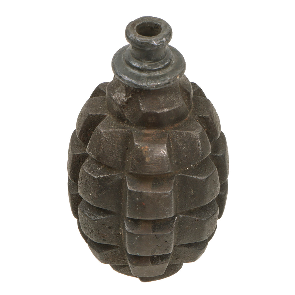 Original French WWI F1 Hand Grenade with Scarce Early Wick Type Fuze - Inert Original Items