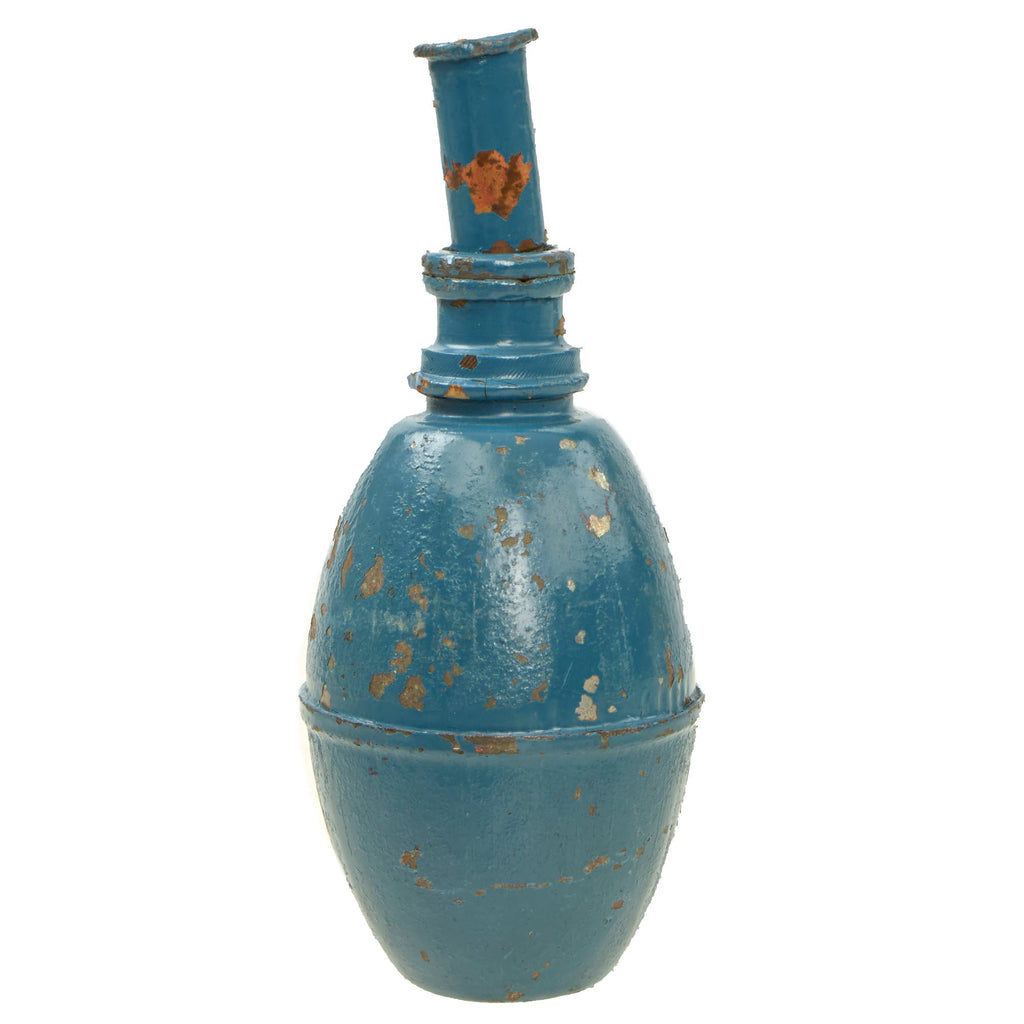 Original French WWI Model 1916 Suffocante Blue Gas Practice Grenade with Fuse - Inert Original Items