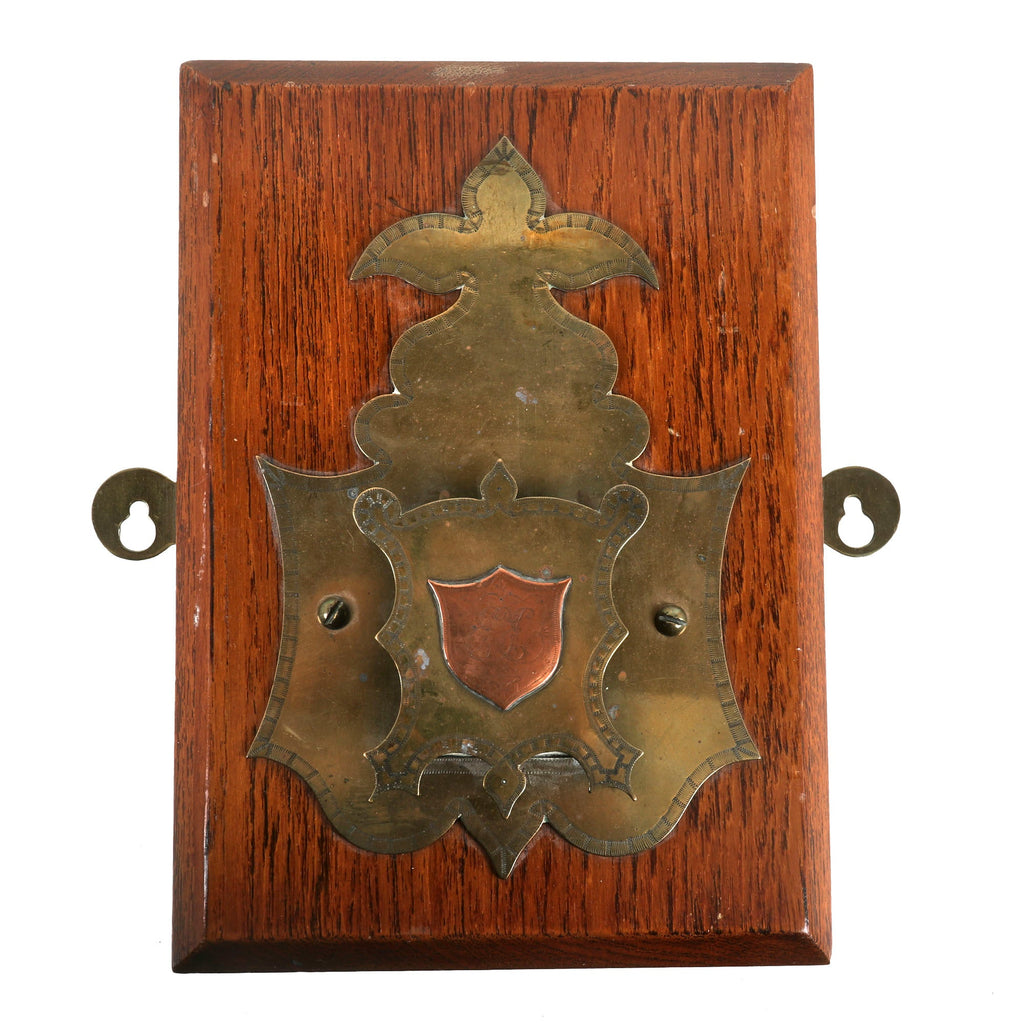 Original U.S. or British WWI Mounted Brass Trench Art “Key Hanger” - Monogrammed Original Items