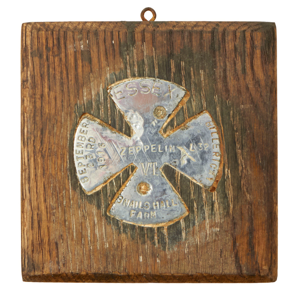 Original Imperial German WWI L-32 Zeppelin Mounted Souvenir Piece - Snails Hall Farm Billericay Original Items