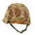 Original U.S. WWII Korean War USMC McCord Fixed Bale M1 Helmet with IMP Liner & Torn USMC Cover With Stenciled Eagle, Globe and Anchor Original Items