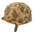 Original U.S. WWII Korean War USMC McCord Fixed Bale M1 Helmet with IMP Liner & Torn USMC Cover With Stenciled Eagle, Globe and Anchor Original Items
