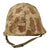 Original U.S. WWII Korean War USMC McCord Fixed Bale M1 Helmet with IMP Liner & Torn USMC Cover With Stenciled Eagle, Globe and Anchor Original Items