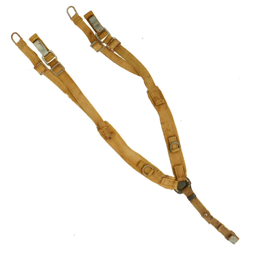 Original German WWII Army DAK Tropical Combat Suspender Y Straps by Lohmann Werke A.G. Bielefeld - dated 1941 Original Items