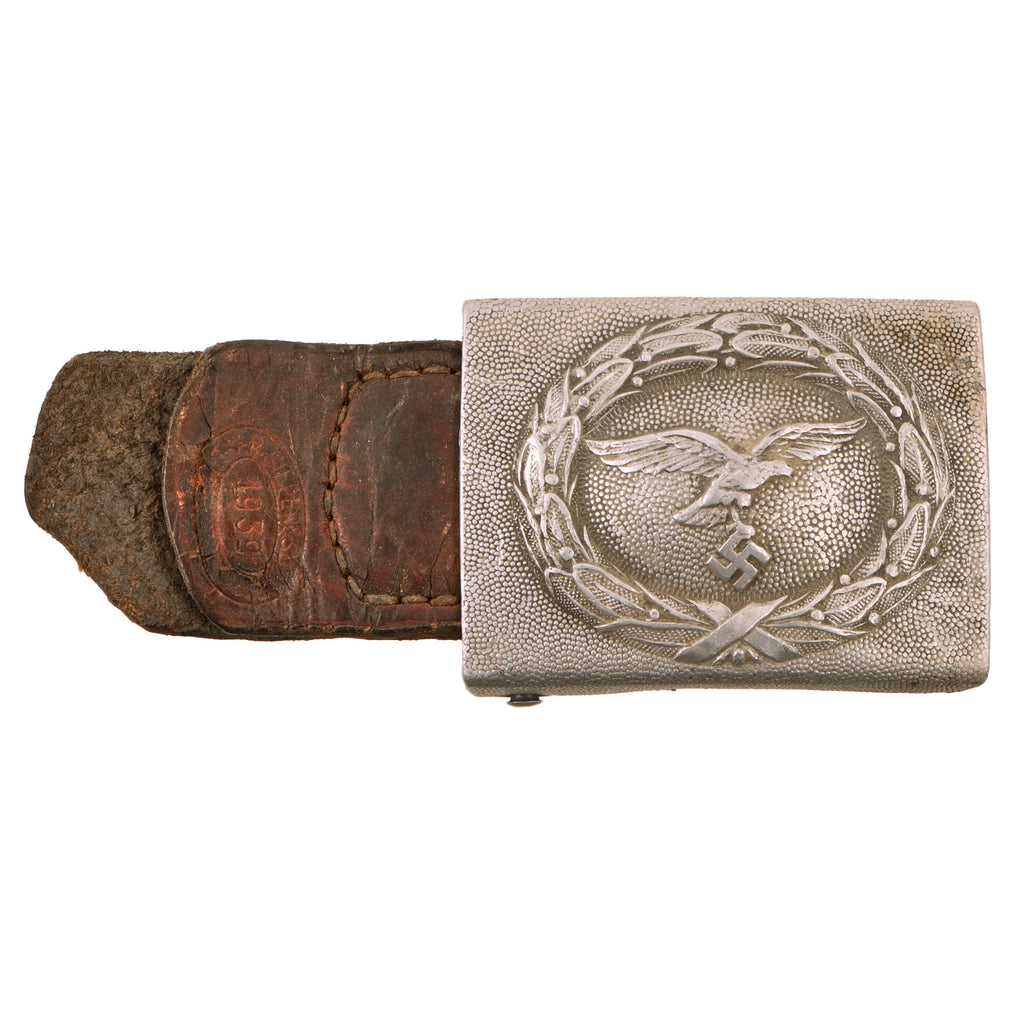 Original German WWII Luftwaffe EM/NCO 1939 Dated Pebbled Aluminum Belt Buckle by R. Sieper & Söhne Original Items
