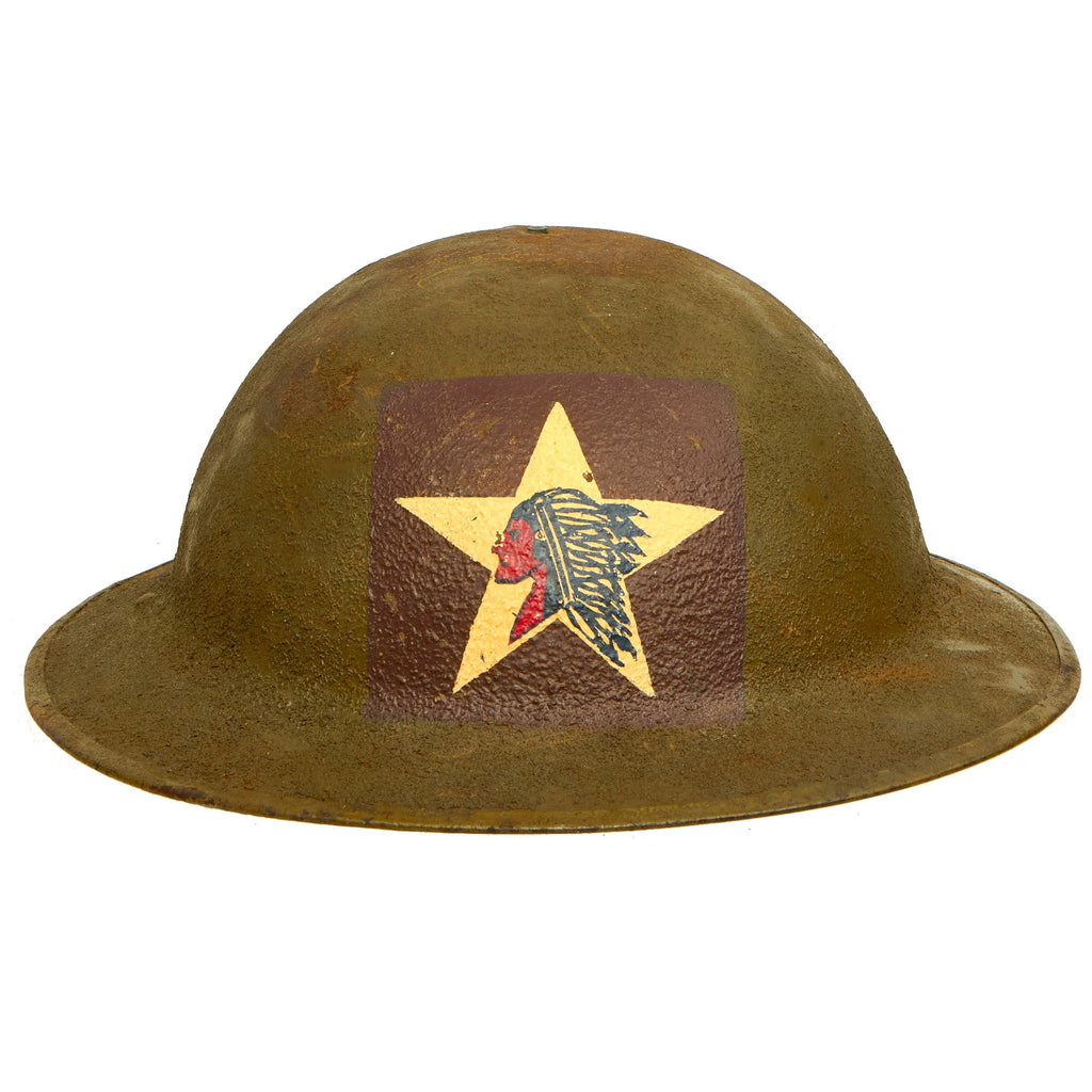 Original U.S. WWI M1917 Doughboy Helmet With Museum Quality Post War Painted Insignia - 5th Marines, Machine Gun Company, 2nd Infantry Division Original Items