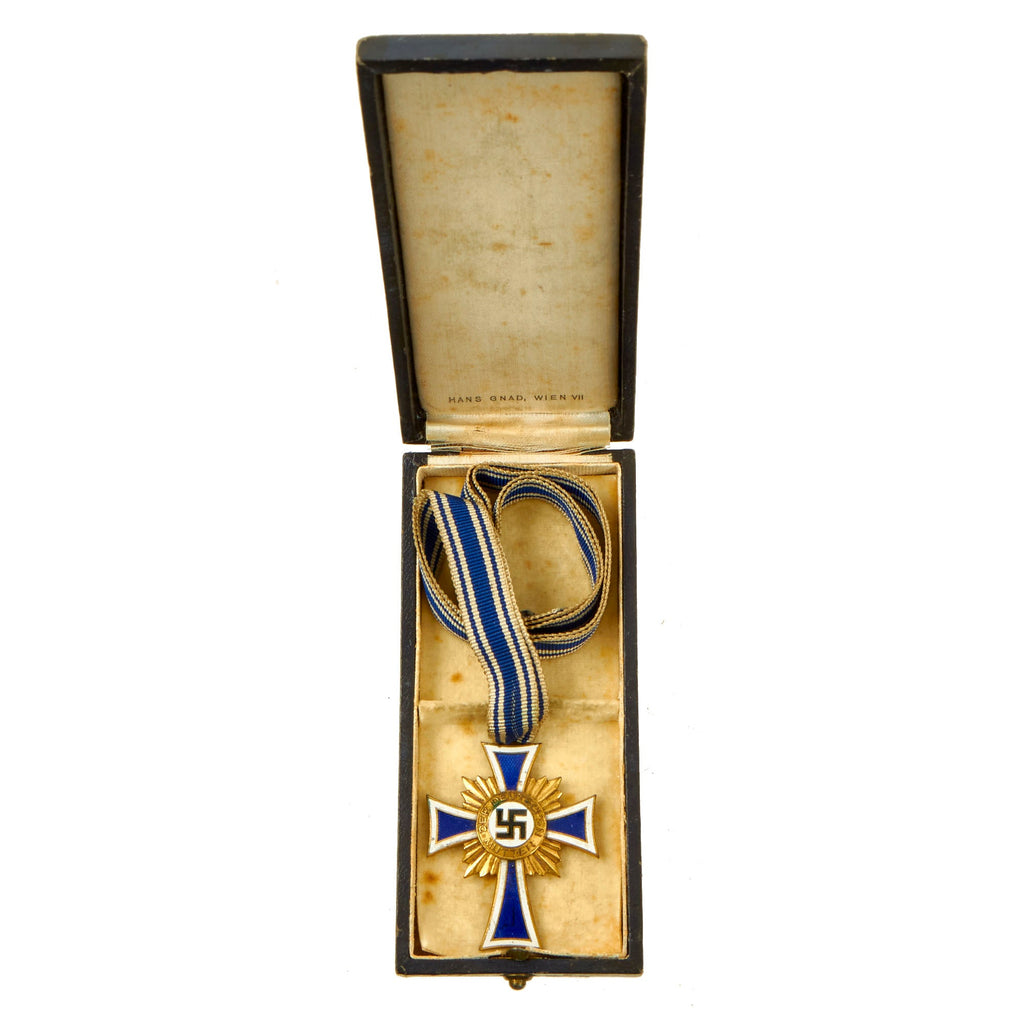 Original German WWII Cased Gold Mother’s Cross by Hans Gnad of Vienna Original Items