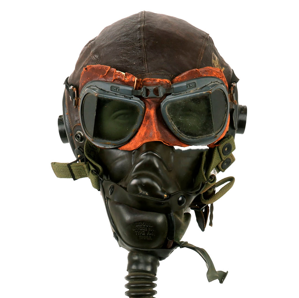米軍放出品　USAF　FACEPIECE MASK　米軍実物 Original U.S. WWII Named USAAF Aviator Flight Helmet Set - British
