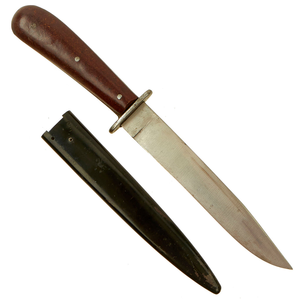 Original German WWII Bakelite Handle Trench Fighting Knife by PUMA-Werk with Boot Scabbard Original Items
