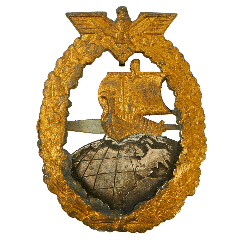 Original German WWII French Made Kriegsmarine Navy Auxiliary Cruiser War Badge - Bacqueville Attributed Original Items