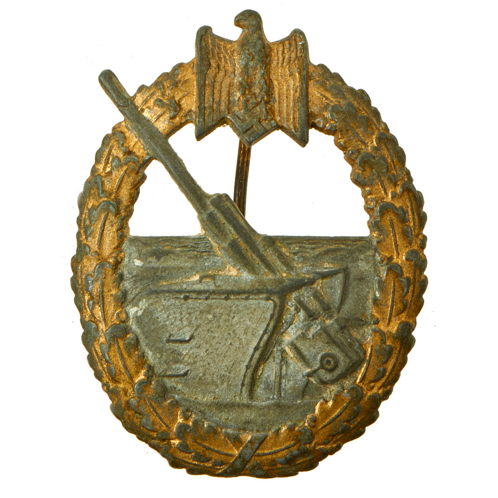 Original German WWII Kriegsmarine Coastal Artillery Badge - Unmarked Scoop Back Original Items