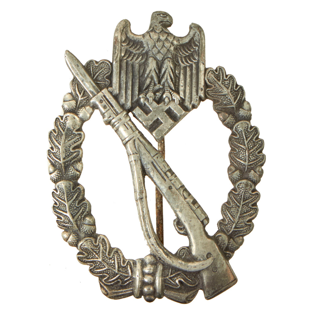 Original German WWII Silver Grade Infantry Assault Badge - Unmarked Solid Back Original Items