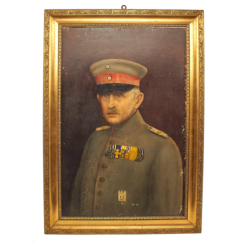 Original Imperial German WWI Era Original Painting of Unknown 14th Division Officer With Frame - 33 ¼” x 23 ¼” Original Items