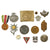 Original German WWII Belt Buckle, Award & Tinnie Grouping with Italian-German Africa Medal & HJ Buckle - 14 Items Original Items