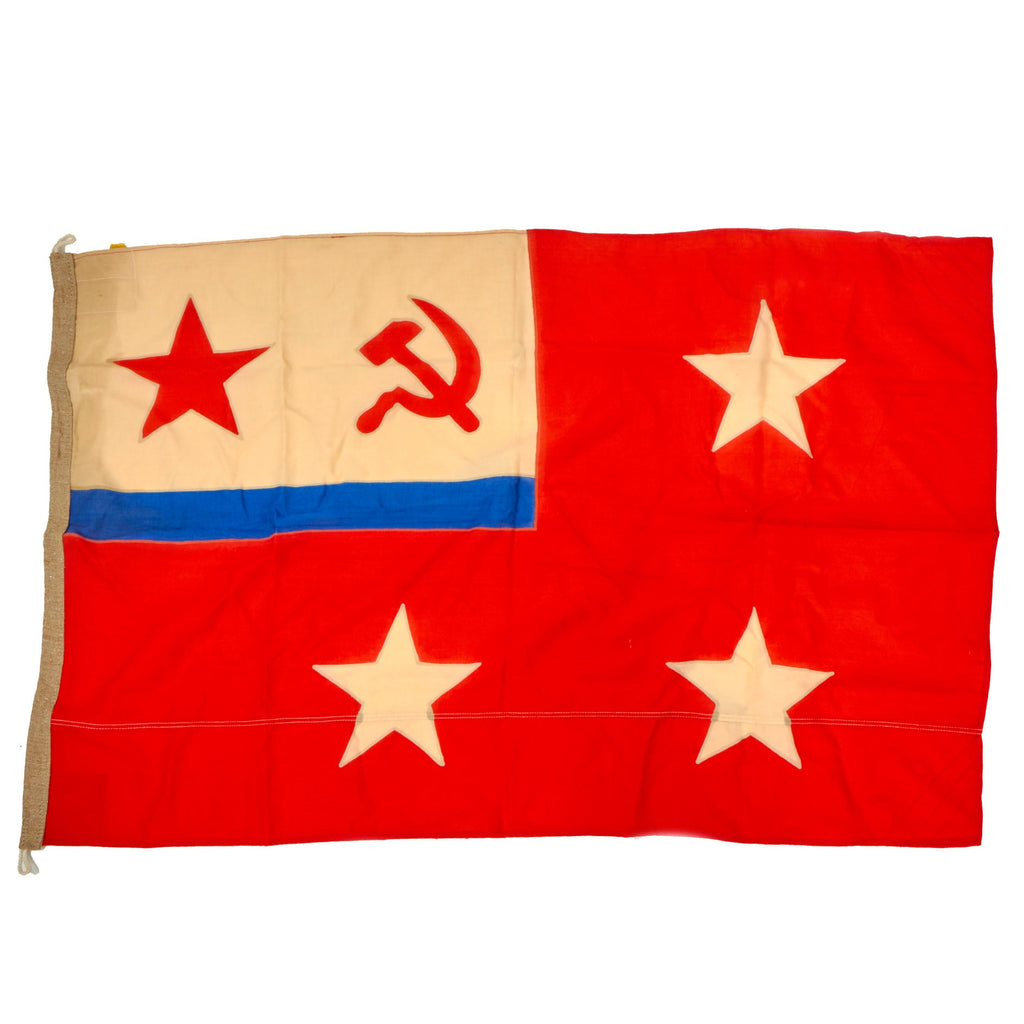 Original Cold War Era Soviet Naval Flag of Fleet Commander Dated 1983 - 56” x 35” Original Items