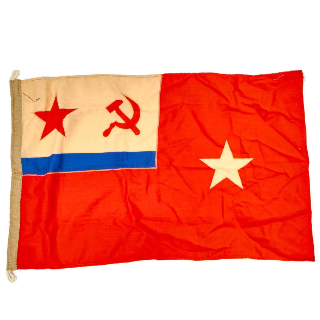 Original Cold War Era Soviet Naval Flag of Task Force Commander Dated 1990 - 40” x 26” Original Items