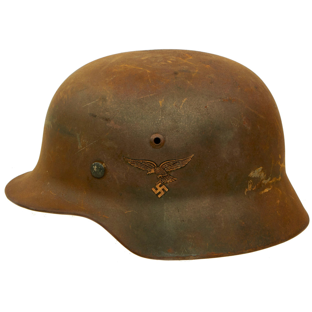 DRAFT Original German WWII 1939 dated “Droop-Tail” Luftwaffe M35 Double Decal Steel Helmet - marked ET64 Original Items
