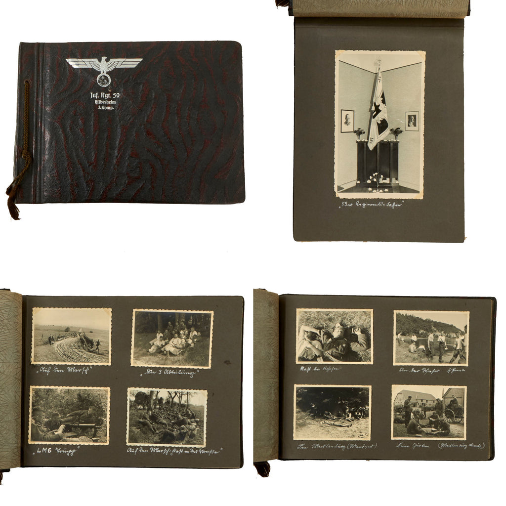 Original German WWII Named Heer Army 3rd Company 59th Infantry Regiment Photo Album - 81 Photographs Total Original Items